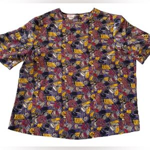 Lauren Lee Woman Vintage Abstract Print Blouse 90s Boxy Top 10W (L/XL)